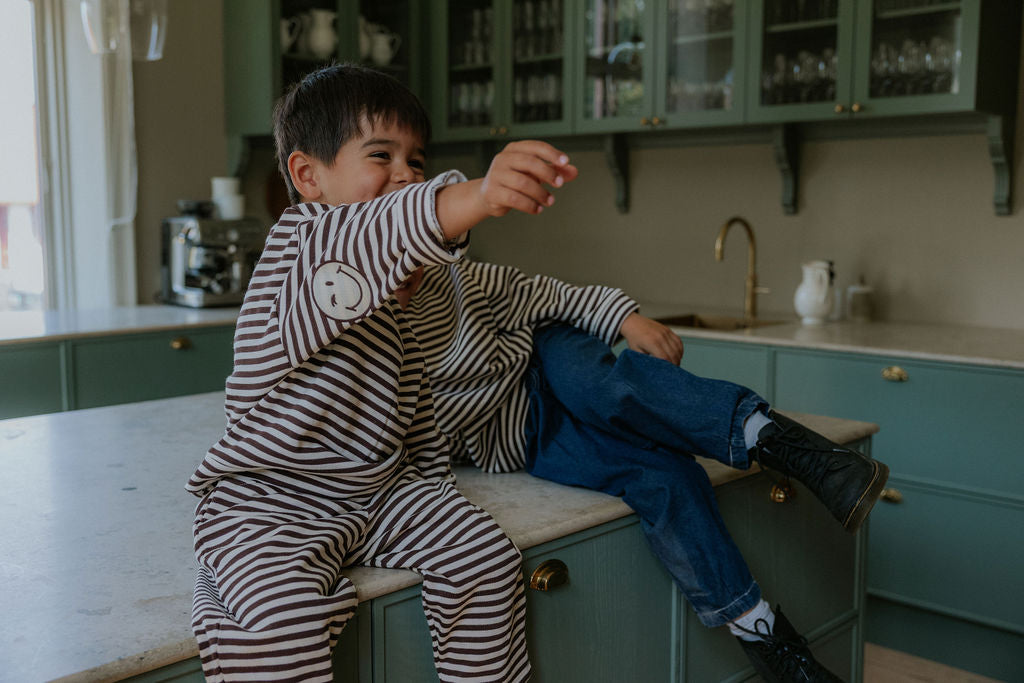 Alvin Ls Stripe Sweatshirt - Coffee Bean / Sandshell