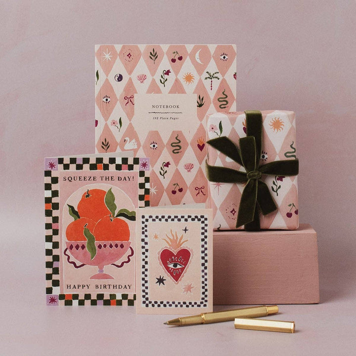 Blush Harlequin Notebook - Plain Page Journal