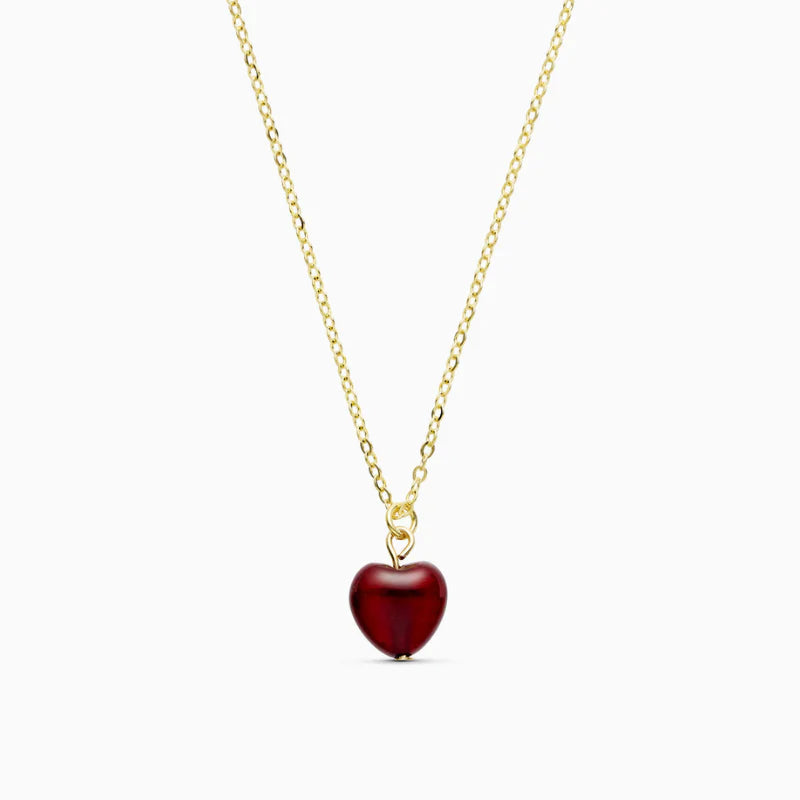 Halskjede - Alma - Red Jade Heart (Passion)