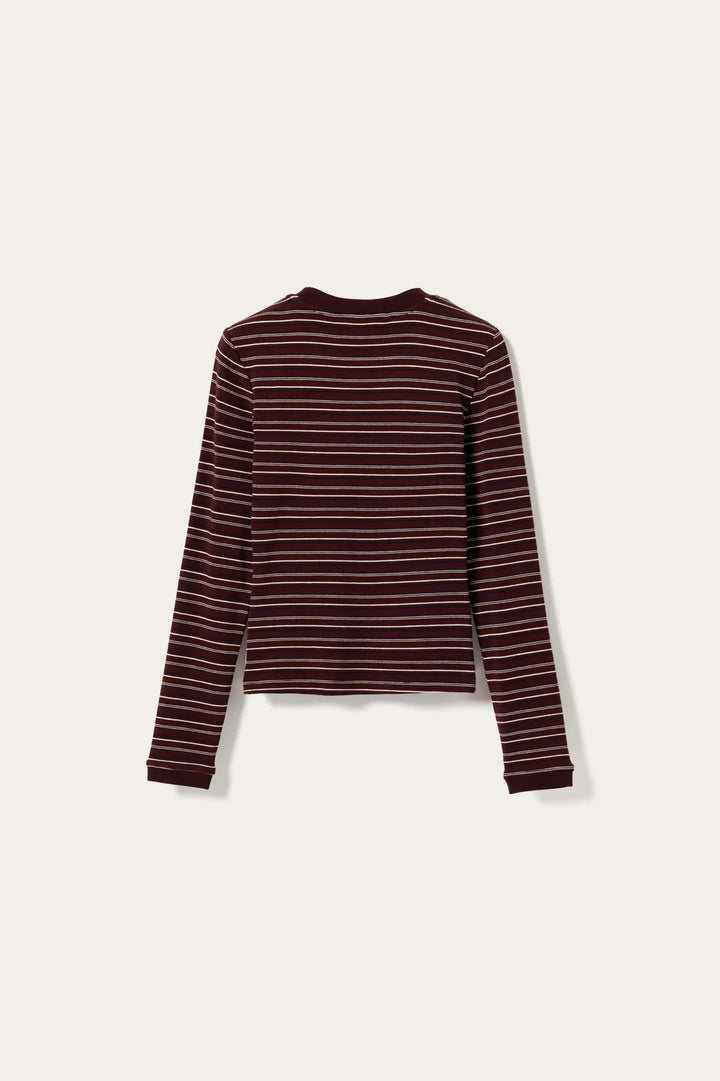 N-Mykel Ls Top - Dizzy Burgundy Stripe