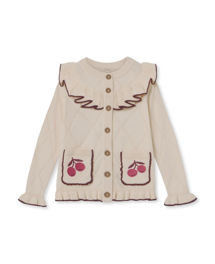 Nova Embr. Ruffle Cardigan - Sandshell