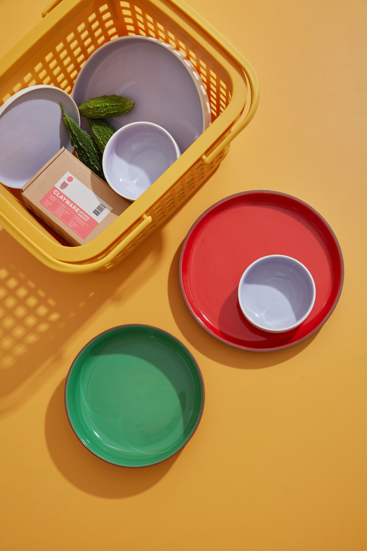 Clayware serving bowl - Terracotta/ green