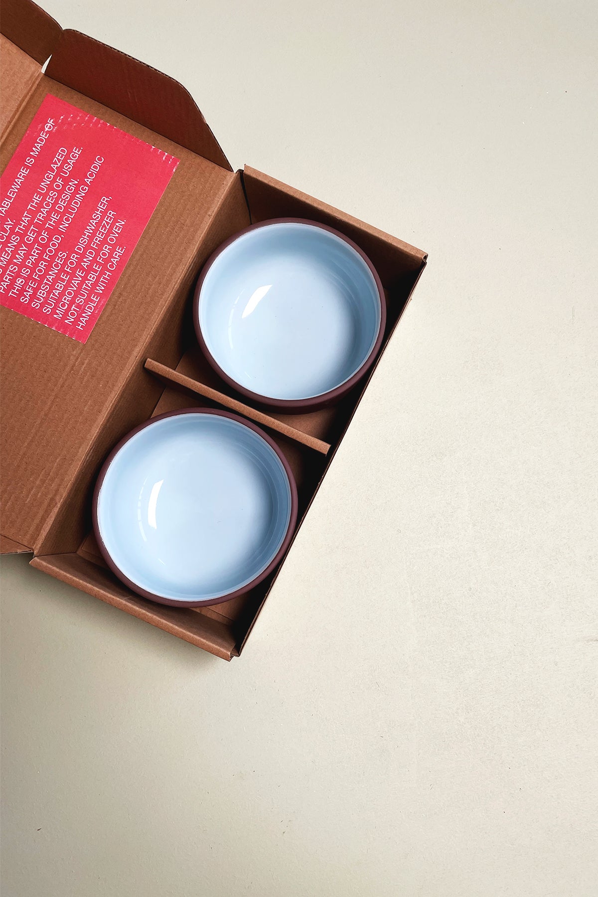 Clayware bowl Terracotta/blue - sett med 2