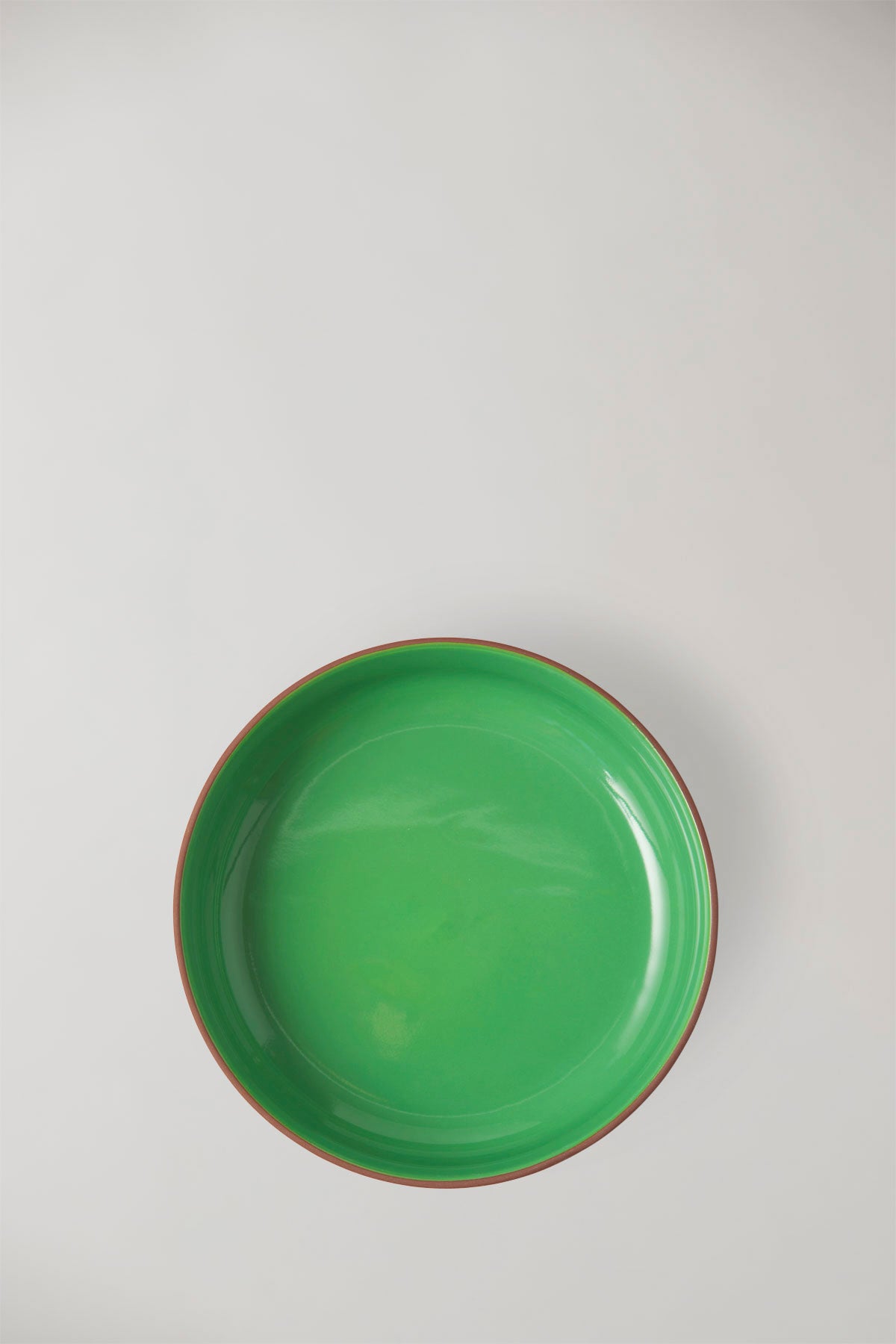 Clayware serving bowl - Terracotta/ green