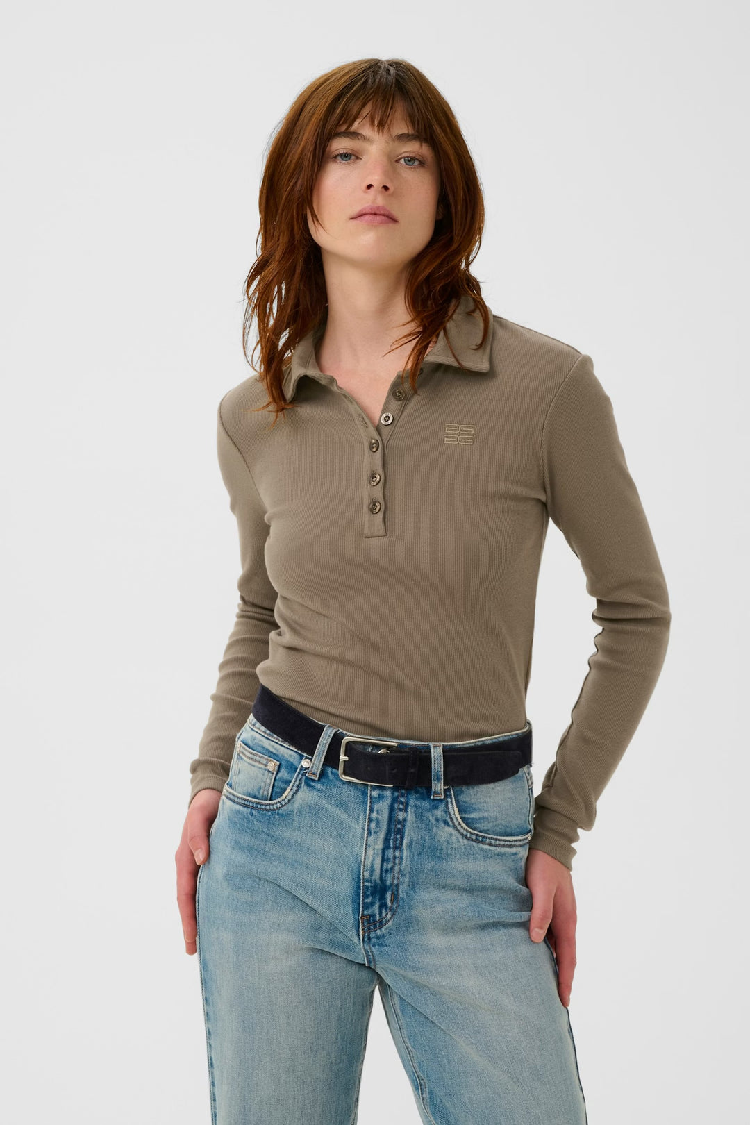 GZdrew ls polo top - Walnut