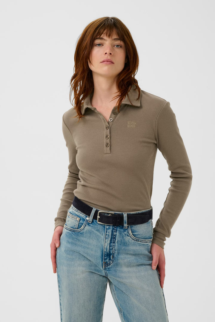 GZdrew ls polo top - Walnut