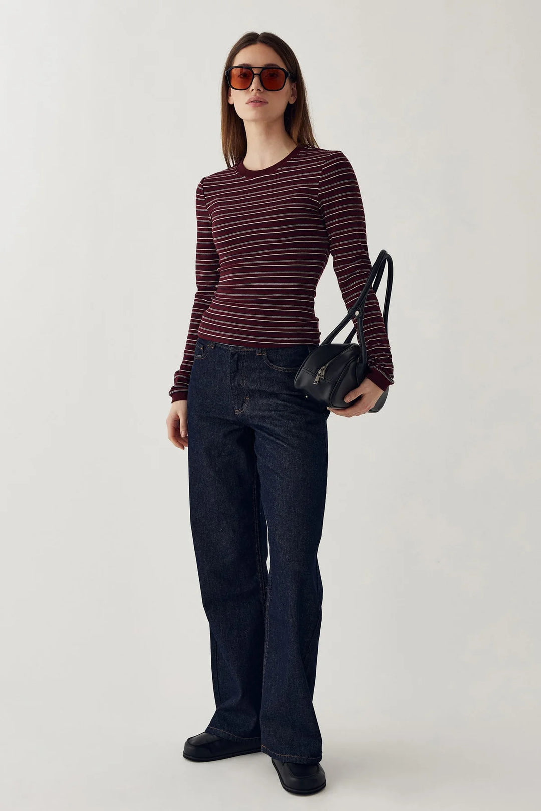N-Mykel Ls Top - Dizzy Burgundy Stripe