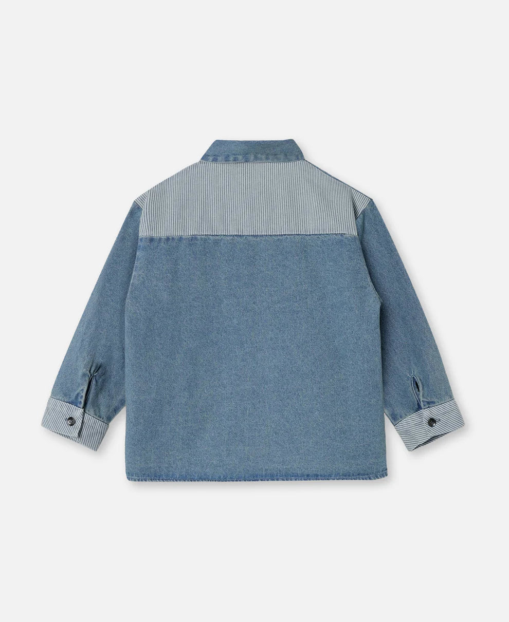 Don Contrast Ls Shirt - Medium Denim Blue