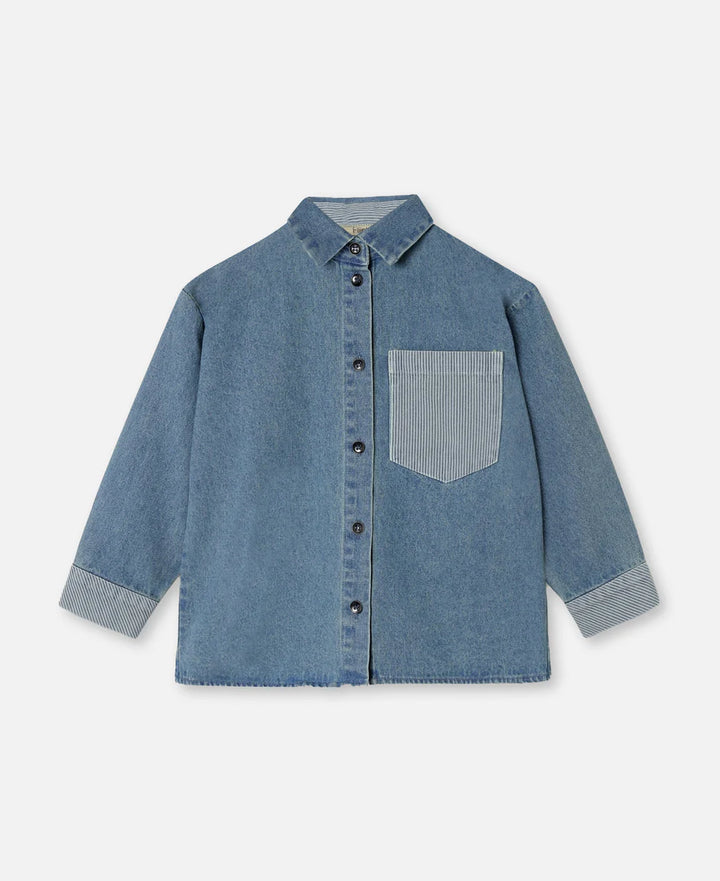 Don Contrast Ls Shirt - Medium Denim Blue