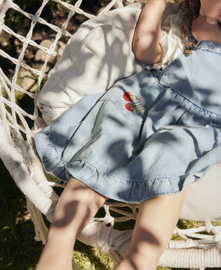 Don Embr Spencer Dress - Light Denim Blue