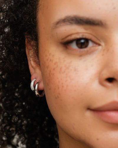Dome Pave Hoops Medium - Sølv
