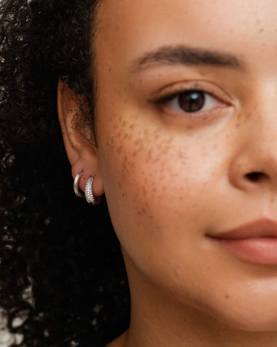 Dome Pave Hoops Medium - Sølv