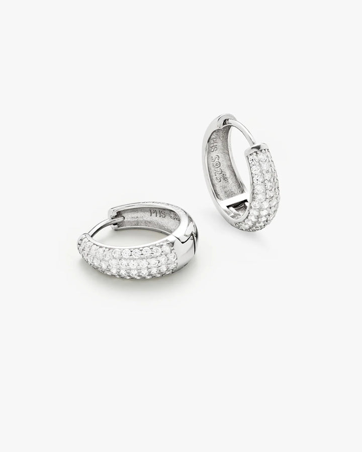 Dome Pave Hoops Medium - Sølv