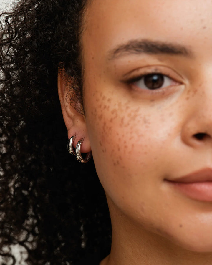 Dome Structured Hoops Large - Sølv