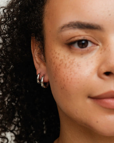 Dome Structured Hoops Large - Sølv