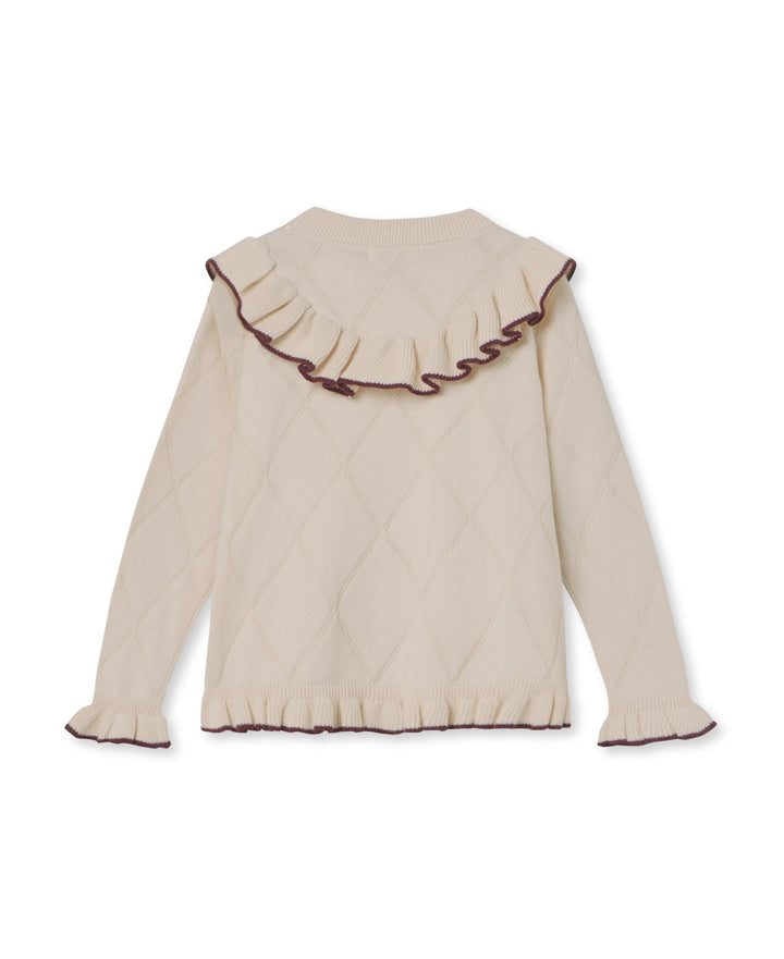 Nova Embr. Ruffle Cardigan - Sandshell