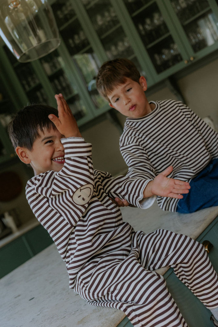 Alvin Ls Stripe Sweatshirt - Coffee Bean / Sandshell