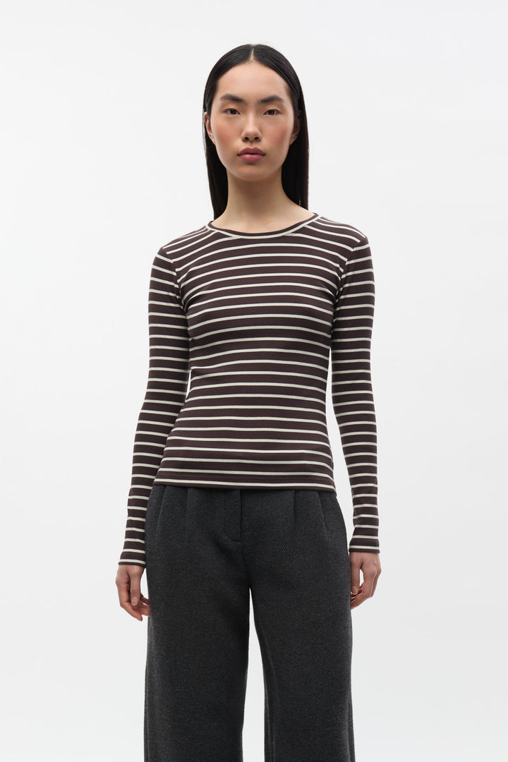 Enally Ls O-N Tee St 7262 - Moonstruck/Chocolate