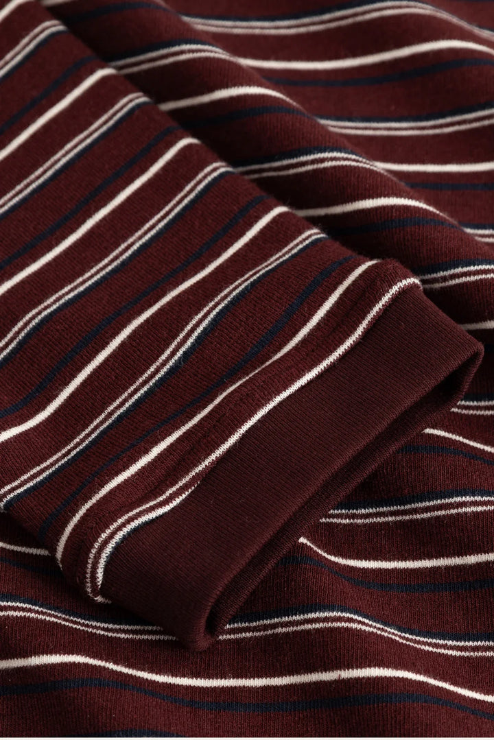 N-Mykel Ls Top - Dizzy Burgundy Stripe