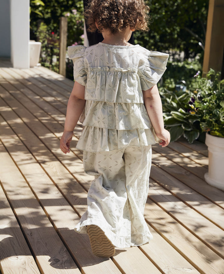 Harper Ruffle Pant - Aqua Gray