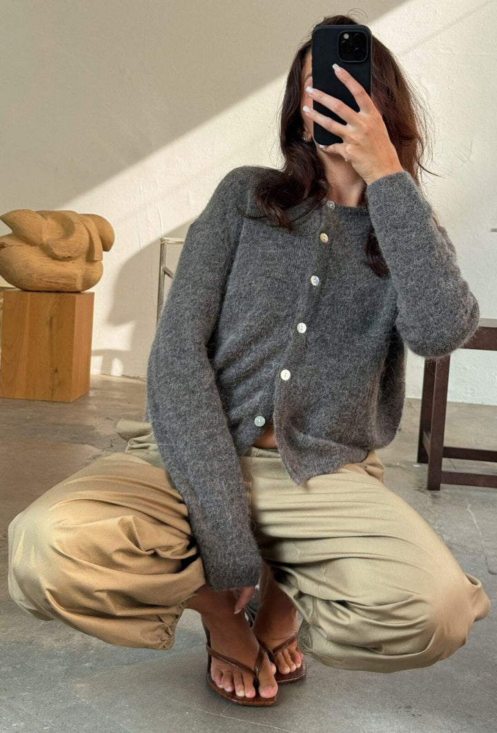 Flora Cardigan Knit - Mole Melange