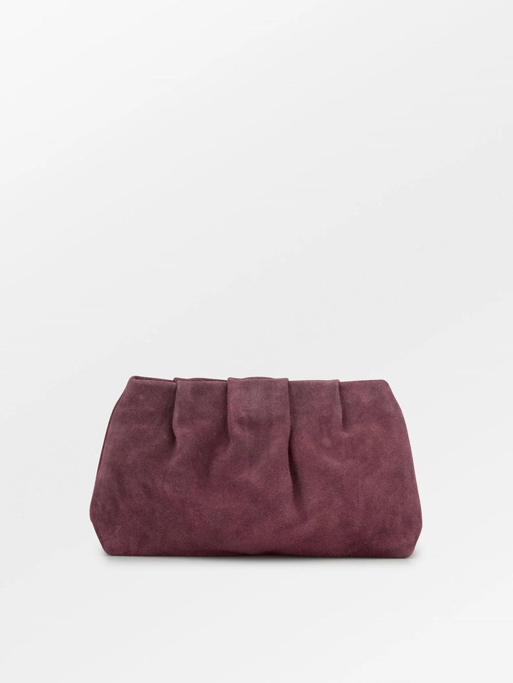 Suede Clutch Bag - Maroon Brown