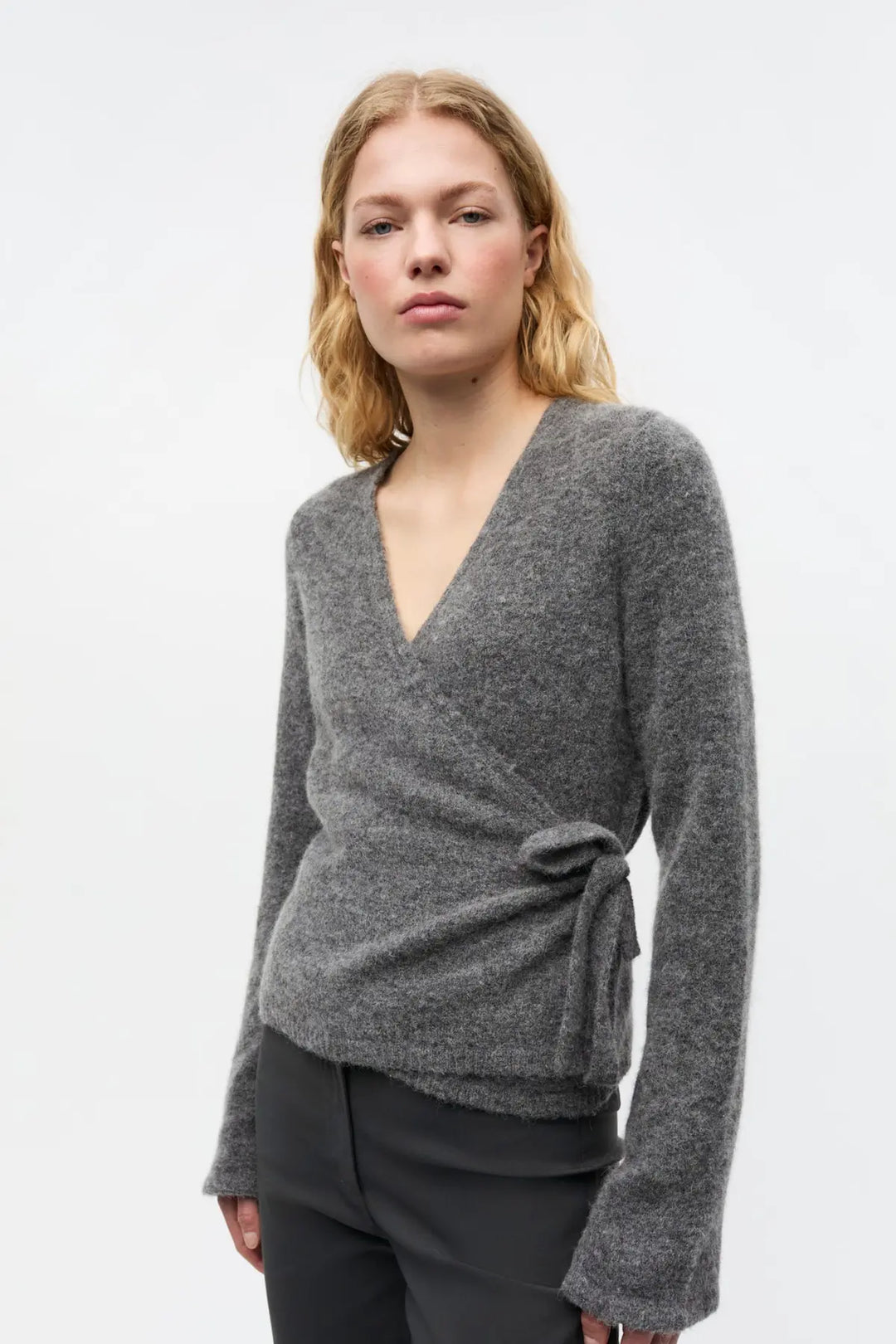 Enada Ls V-N Knit 7216 - Dark Grey Mel