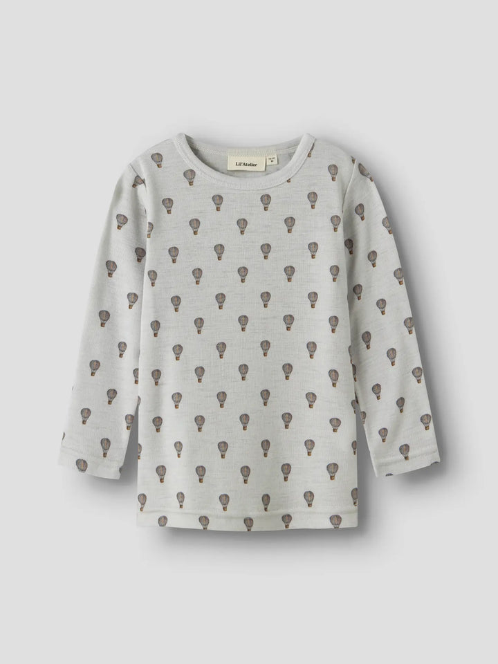 Nmmnoel Nor Wool Ls Slim Top Lil - Oyster Mushroom