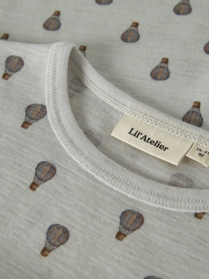 Nmmnoel Nor Wool Ls Slim Top Lil - Oyster Mushroom