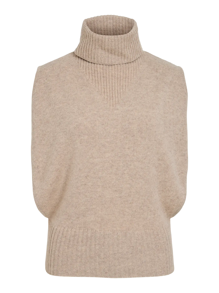 Roucleo Roll Neck Knit Vest/Pf - Pelican