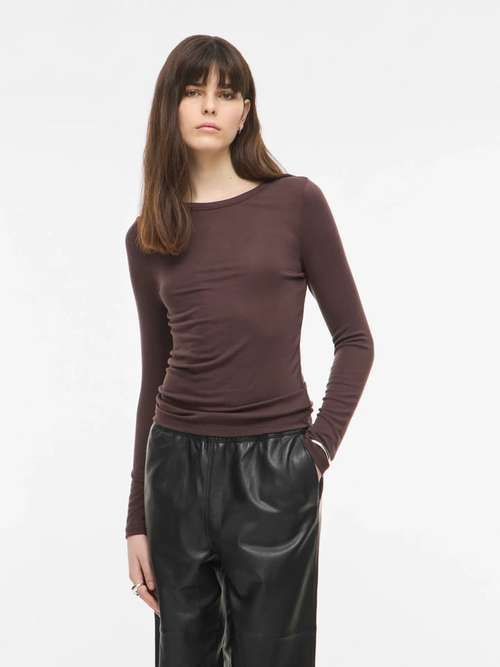Roumaple L/S O-Neck Tee/2 - Seal Brown