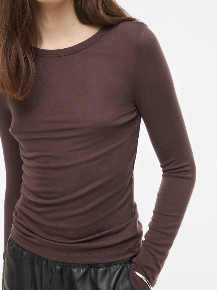 Roumaple L/S O-Neck Tee/2 - Seal Brown