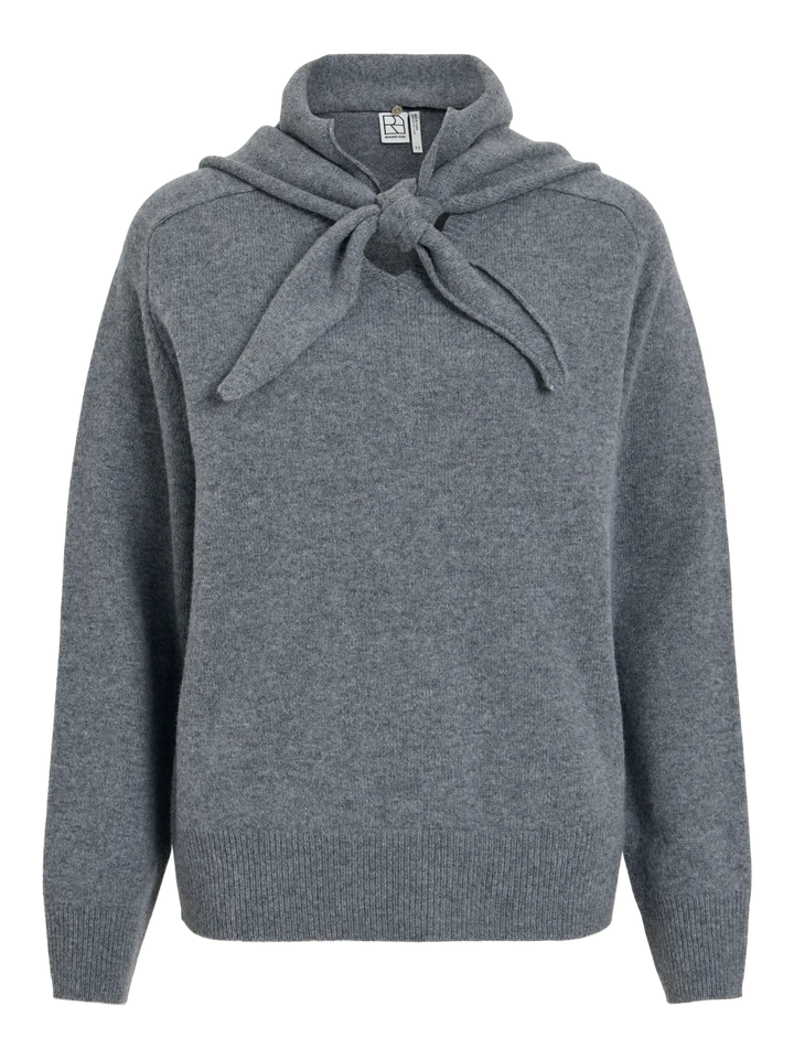 Roukate L/S V-Neck Knit/1 - Dark Grey Melange