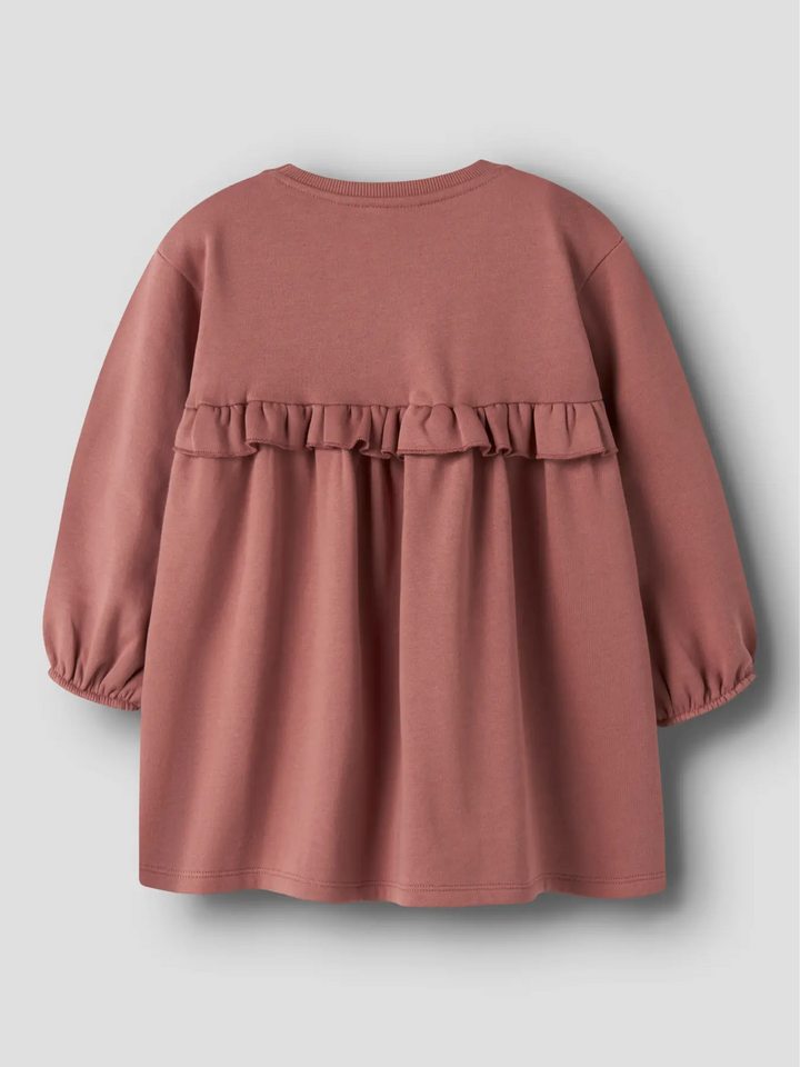 Nmfkilano Ls Loose Sweat Dress Bru Lil - Withered Rose