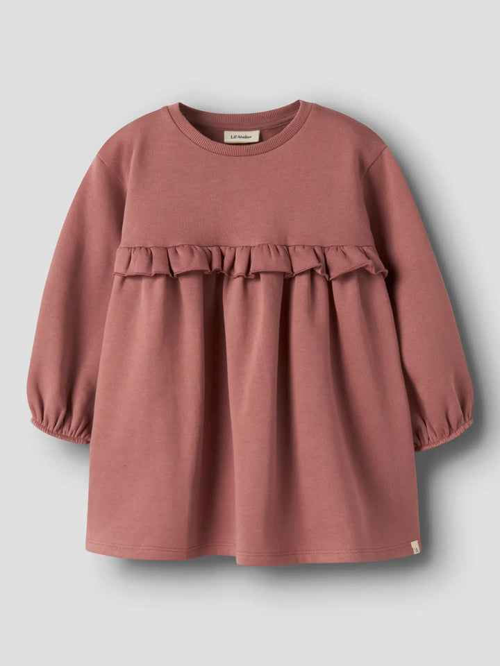 Nmfkilano Ls Loose Sweat Dress Bru Lil - Withered Rose