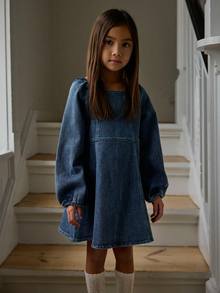 Nmfobello Ls Loose Dnm Dress 1144-Se Lil - Dark Blue Denim