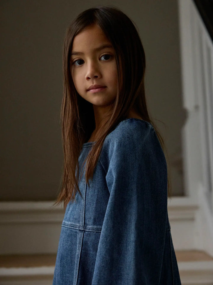 Nmfobello Ls Loose Dnm Dress 1144-Se Lil - Dark Blue Denim