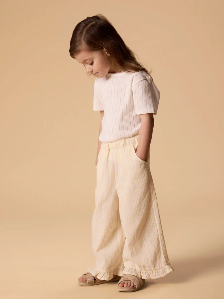 Nmffolly Wide Pant Lil - Coconut Milk Sahara Sun