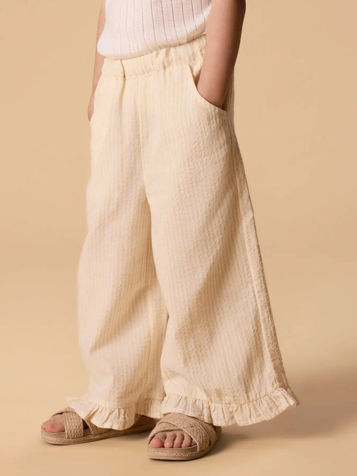 Nmffolly Wide Pant Lil - Coconut Milk Sahara Sun