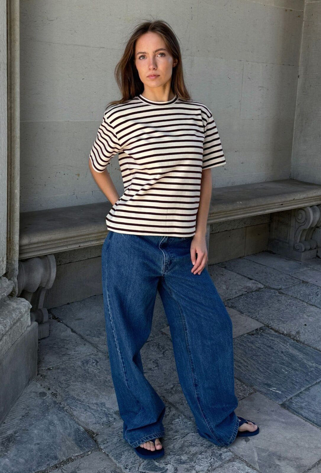 Mejse Stripe t-shirt - Off white/bordeaux