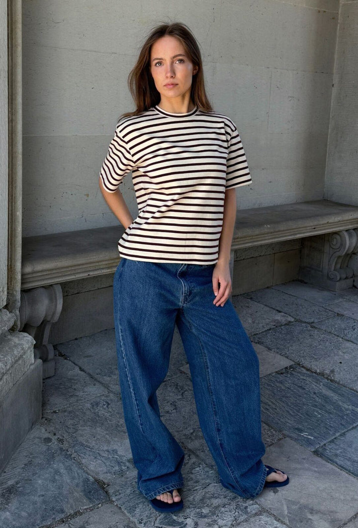 Mejse Stripe t-shirt - Off white/bordeaux