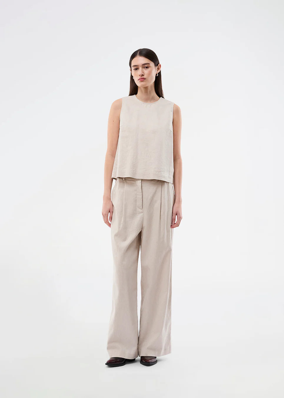 Galemd linen top - Beige melange