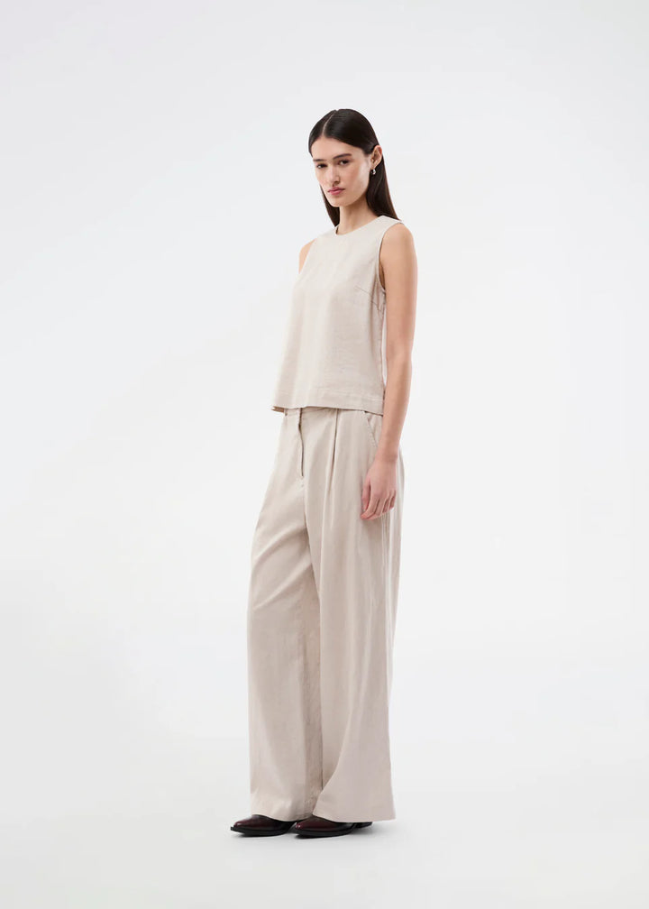 Galemd linen top - Beige melange