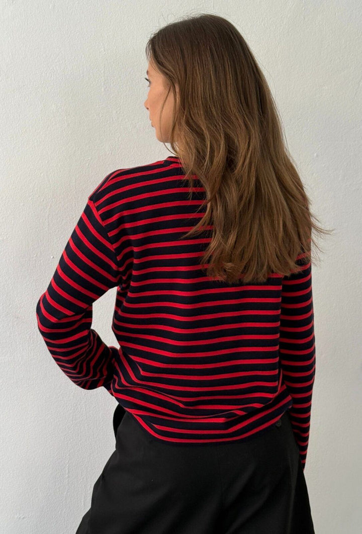 Nete O-Neck Tee - Stripe Navy/Red