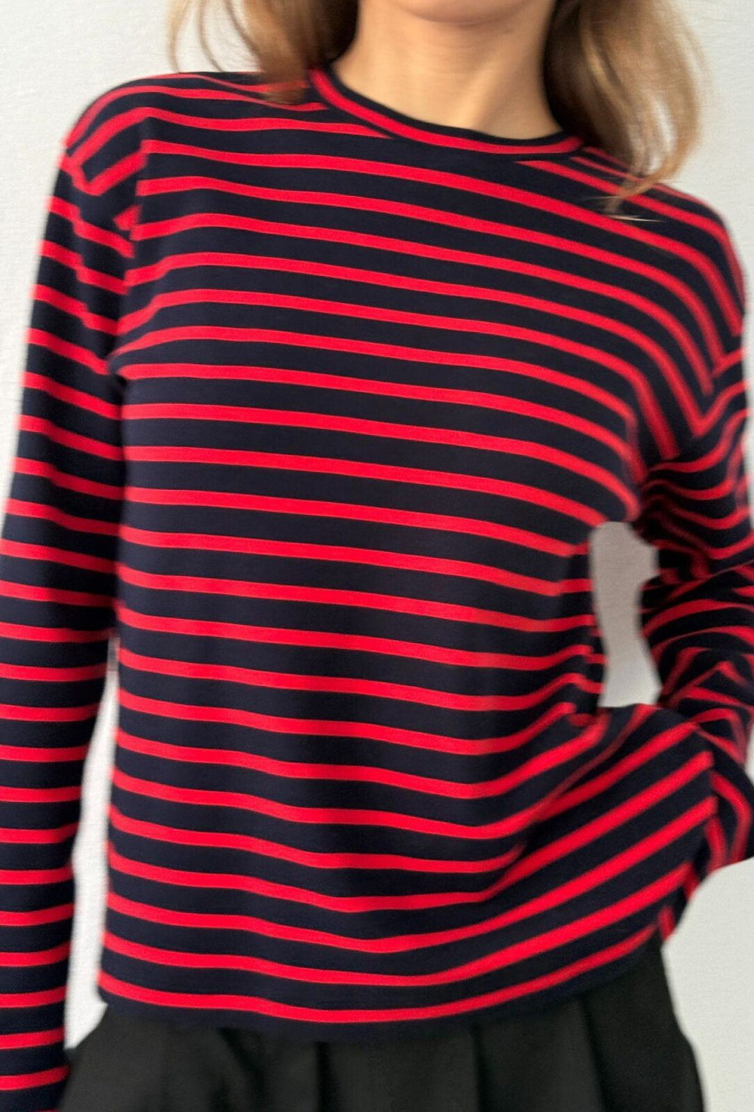 Nete O-Neck Tee - Stripe Navy/Red