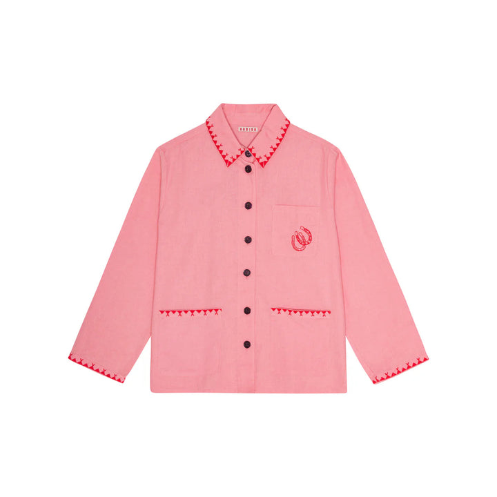 Polly Embroidery Jacket/Shirt - Flamingo
