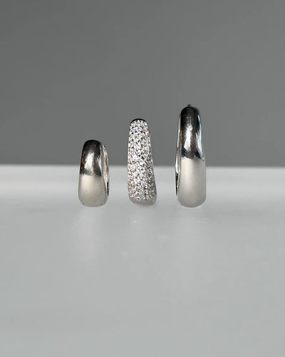 Dome Pave Hoops Medium - Sølv