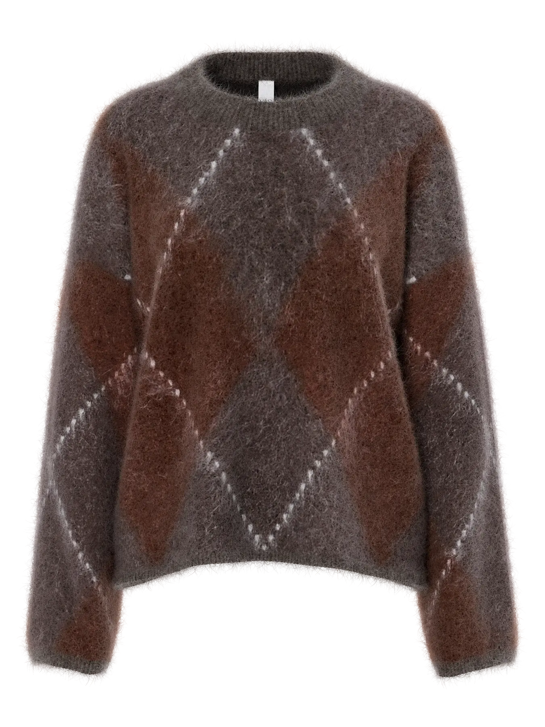Yasargy Ls Mohair Blend Knit Pullover S. - Coffee Bean Incence/Sepia/Oatmeal