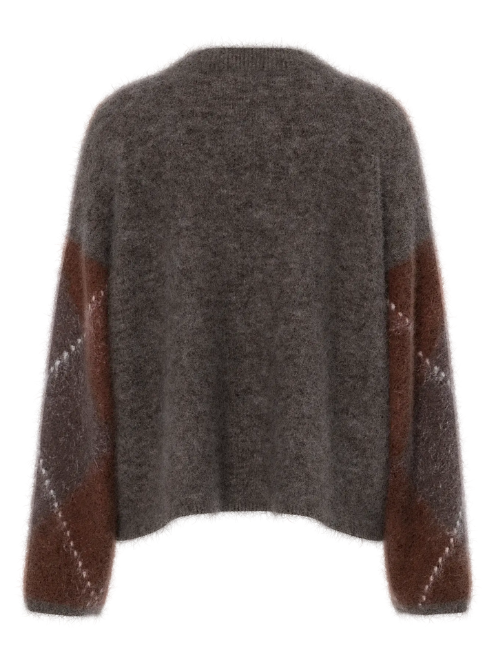 Yasargy Ls Mohair Blend Knit Pullover S. - Coffee Bean Incence/Sepia/Oatmeal