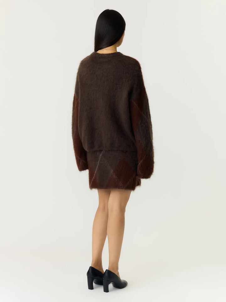 Yasargy Ls Mohair Blend Knit Pullover S. - Coffee Bean Incence/Sepia/Oatmeal